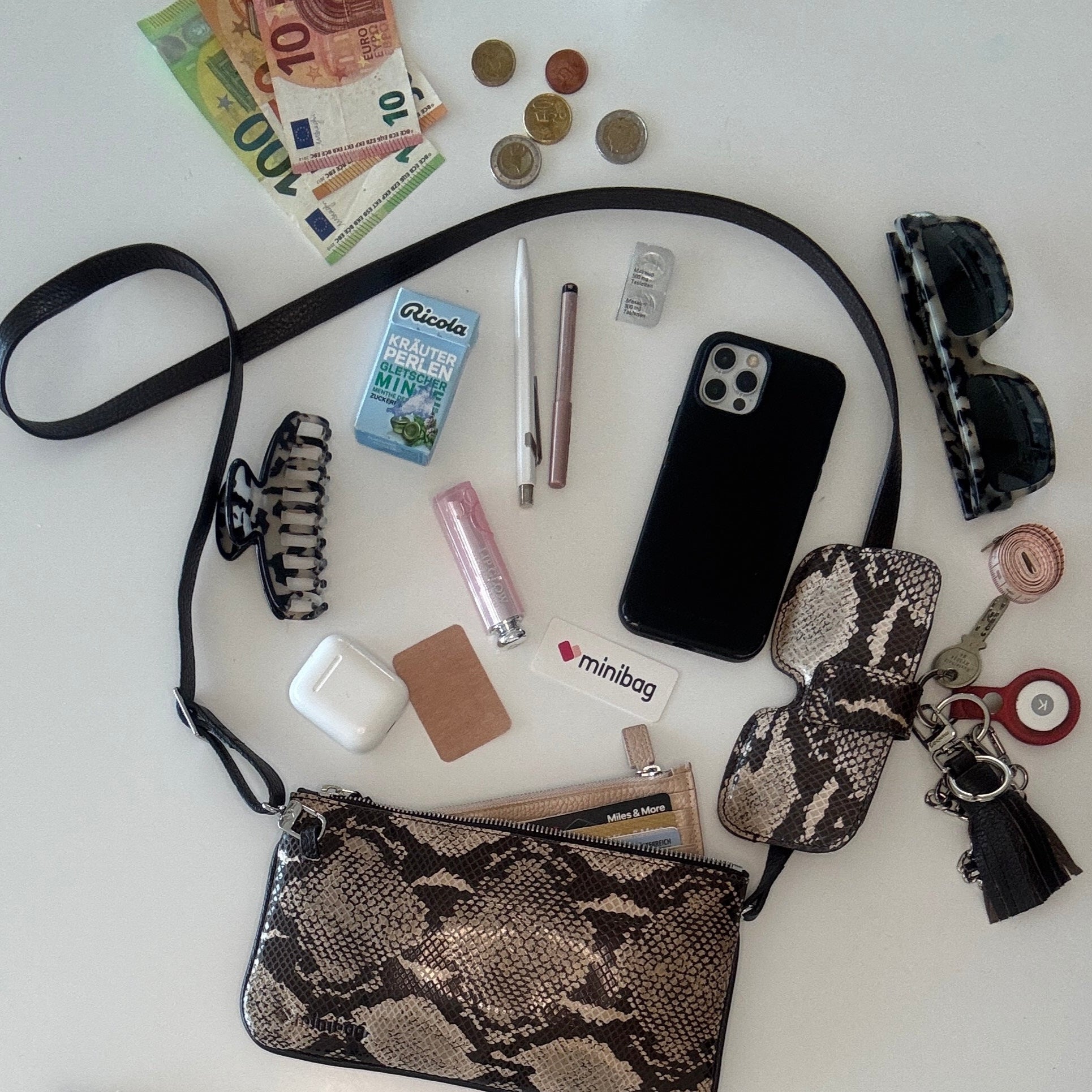 kleine schlangenleder tasche , mini bag in schlangenleder