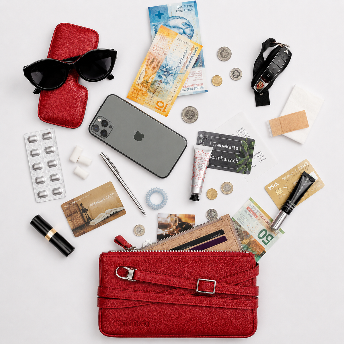 minibag rot Fullbundle + gratis Schlüsselanhänger