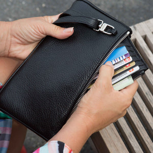 Minibag wallet black, Geldbörse schwarz, minibag black mit Wallet black, Vielseitige Geldbörse