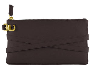 minibag chocolate Edition GOLD, dunkelbraune Ledertasche, dunkelbraune Clutch, Rückseite minibag