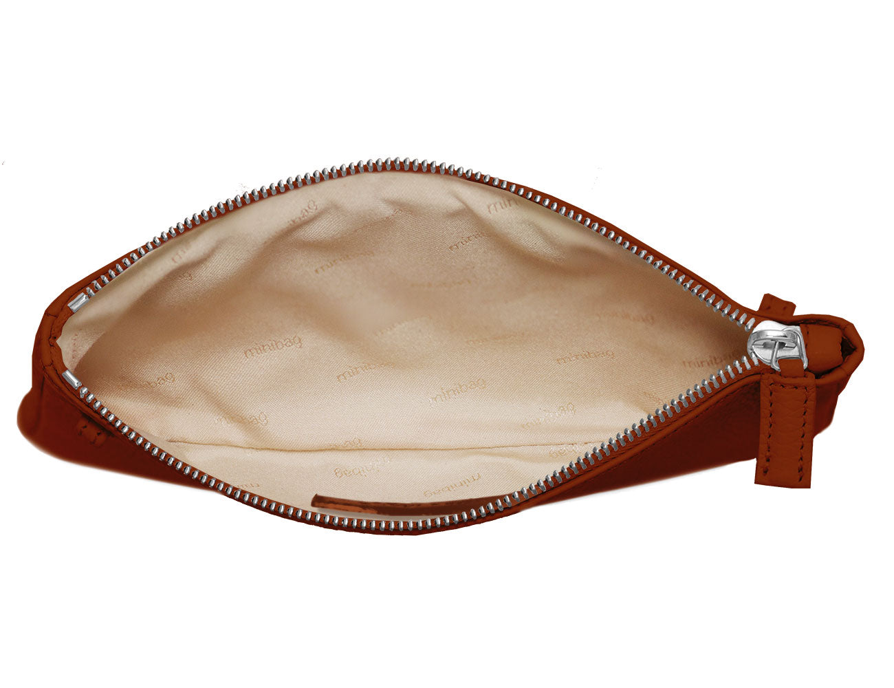 minibag rusty, Ledertasche rostrot, Clutch rostrot, minibag Innenleben, Geldtasche zum Umhängen
