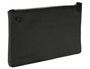 minibag black, schwarze Ledertasche, schwarze Clutch, Geldtasche zum Umhängen, minibag schwarz