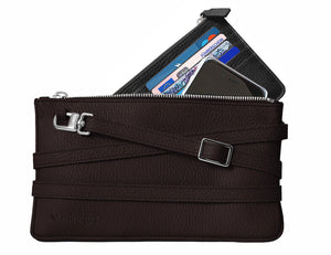 minibag chocolate, dunkelbraune Ledertasche, dunkelbraune Clutch, minibag Wallet schwarz, minibag
