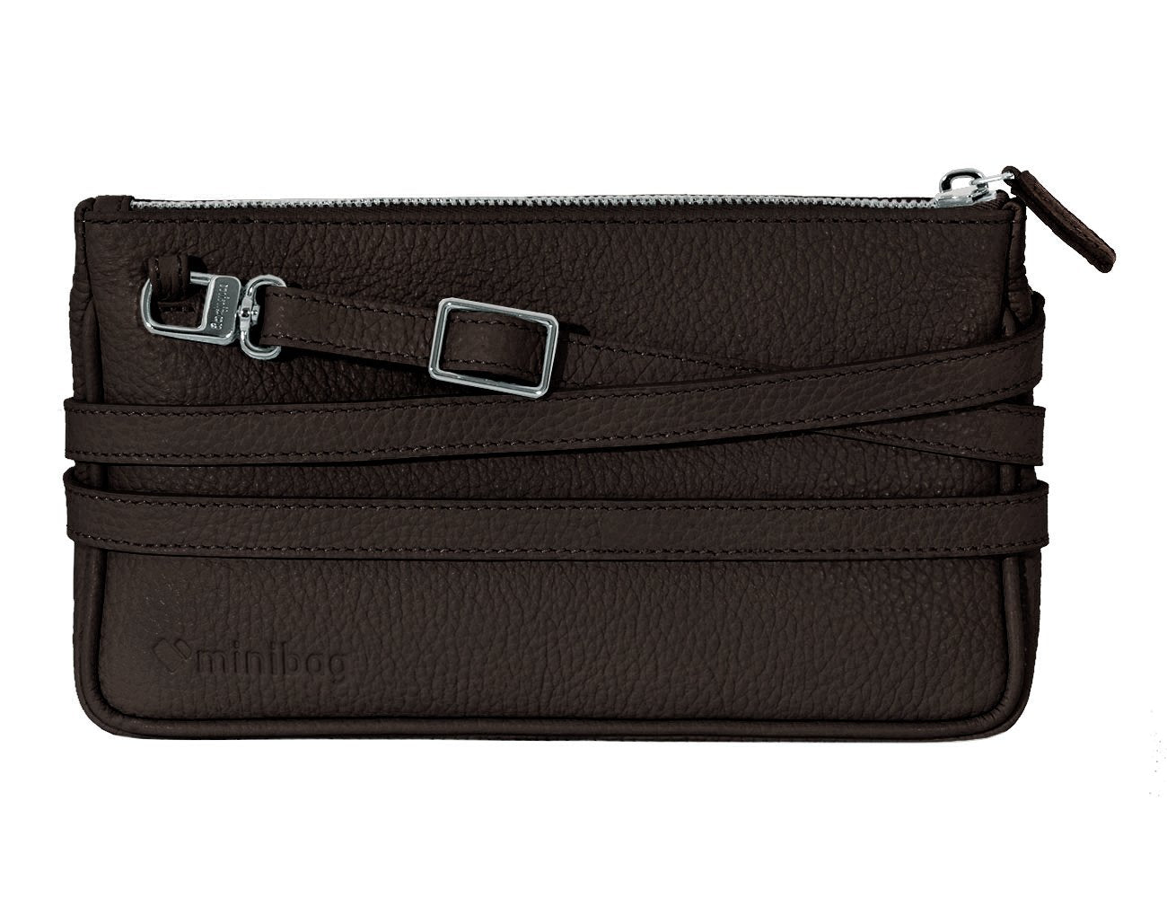 minibag PLUS in chocolate, dunkelbraune Ledertasche, dunkelbraune Clutch, minibag plus